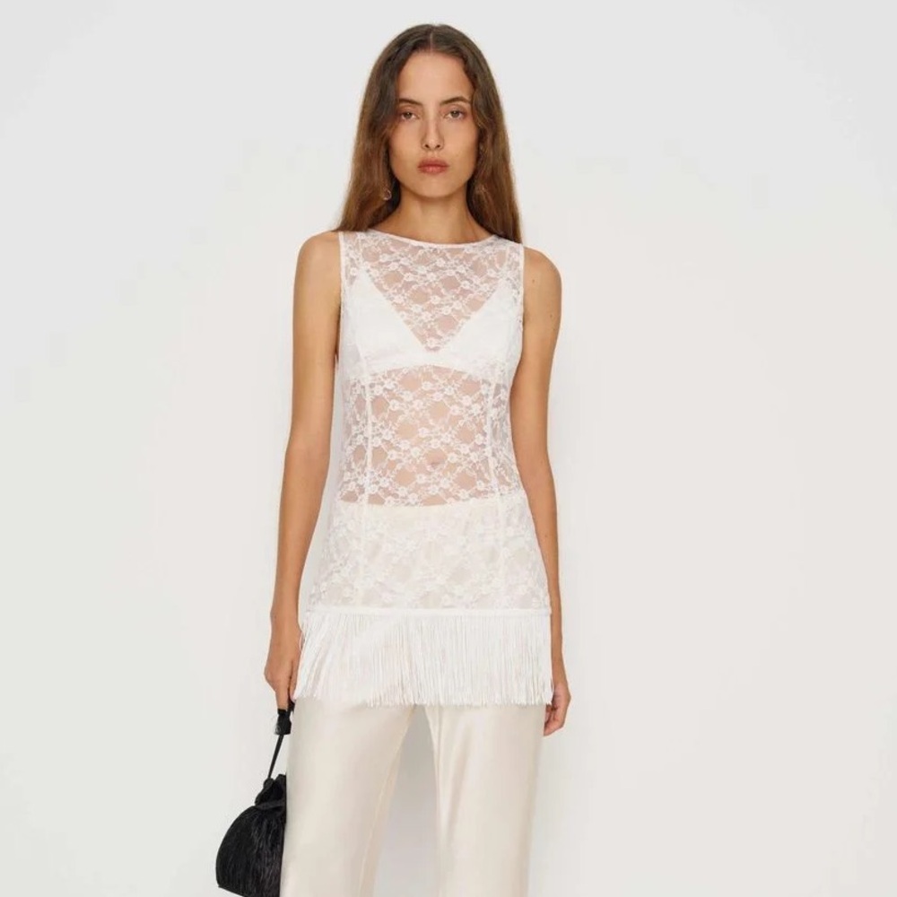Reformation Gabrielle Knit Top Ivory - Size XS